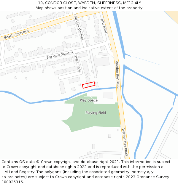 10, CONDOR CLOSE, WARDEN, SHEERNESS, ME12 4LY: Location map and indicative extent of plot
