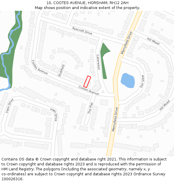 10, COOTES AVENUE, HORSHAM, RH12 2AH: Location map and indicative extent of plot