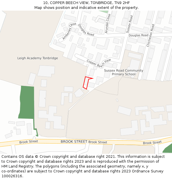 10, COPPER BEECH VIEW, TONBRIDGE, TN9 2HF: Location map and indicative extent of plot