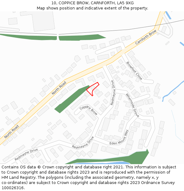 10, COPPICE BROW, CARNFORTH, LA5 9XG: Location map and indicative extent of plot