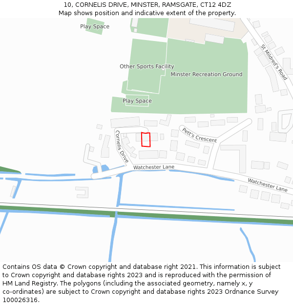 10, CORNELIS DRIVE, MINSTER, RAMSGATE, CT12 4DZ: Location map and indicative extent of plot