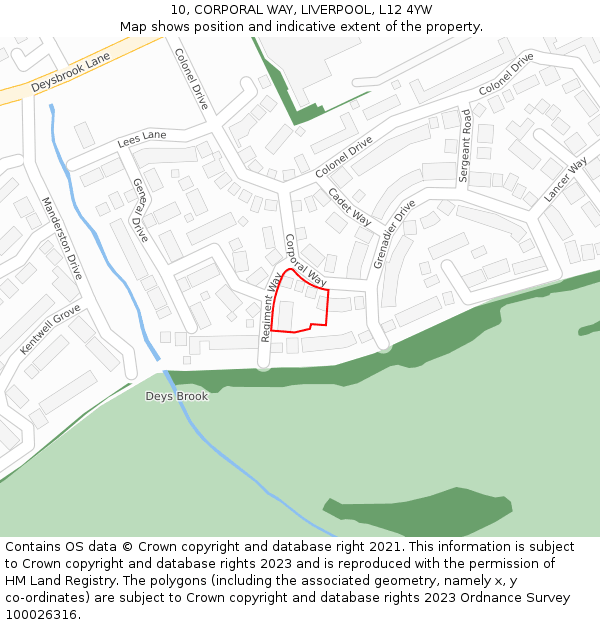 10, CORPORAL WAY, LIVERPOOL, L12 4YW: Location map and indicative extent of plot