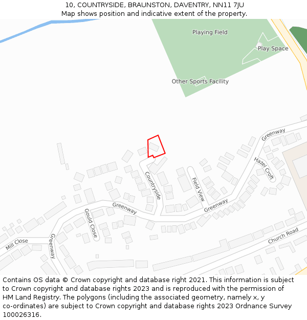 10, COUNTRYSIDE, BRAUNSTON, DAVENTRY, NN11 7JU: Location map and indicative extent of plot