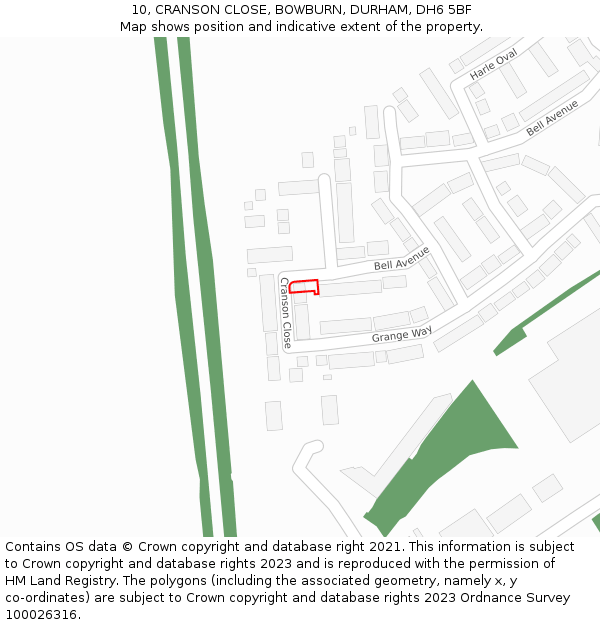 10, CRANSON CLOSE, BOWBURN, DURHAM, DH6 5BF: Location map and indicative extent of plot