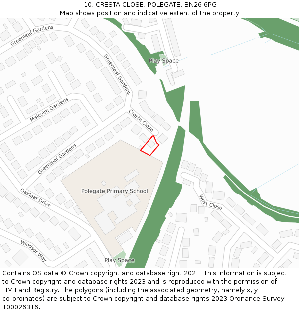 10, CRESTA CLOSE, POLEGATE, BN26 6PG: Location map and indicative extent of plot