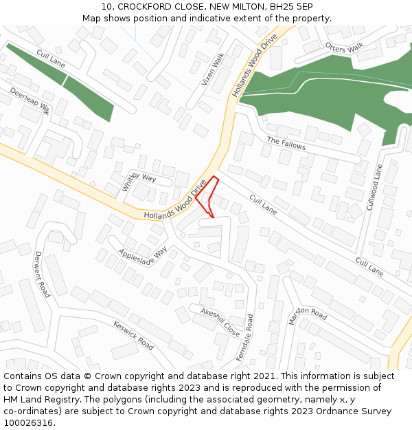 10, CROCKFORD CLOSE, NEW MILTON, BH25 5EP: Location map and indicative extent of plot