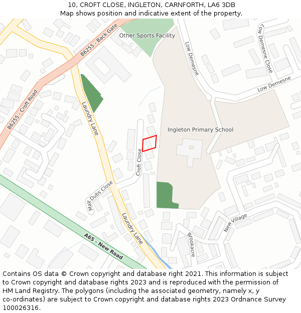 10, CROFT CLOSE, INGLETON, CARNFORTH, LA6 3DB: Location map and indicative extent of plot