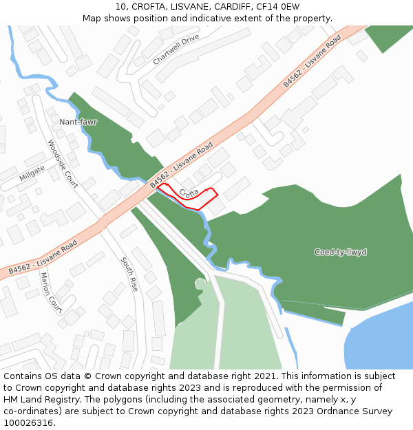 10, CROFTA, LISVANE, CARDIFF, CF14 0EW: Location map and indicative extent of plot