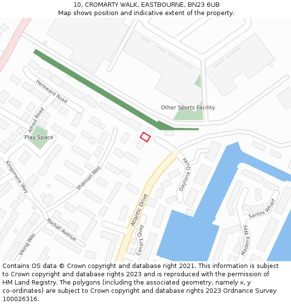 10, CROMARTY WALK, EASTBOURNE, BN23 6UB: Location map and indicative extent of plot