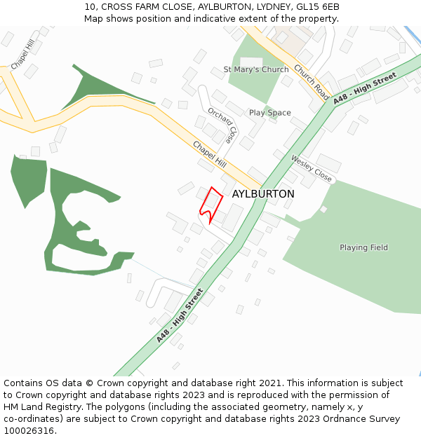 10, CROSS FARM CLOSE, AYLBURTON, LYDNEY, GL15 6EB: Location map and indicative extent of plot