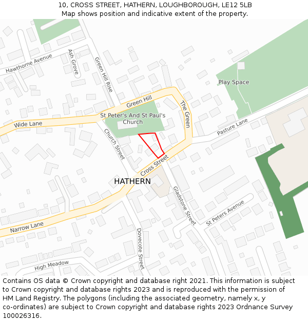 10, CROSS STREET, HATHERN, LOUGHBOROUGH, LE12 5LB: Location map and indicative extent of plot