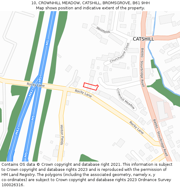 10, CROWNHILL MEADOW, CATSHILL, BROMSGROVE, B61 9HH: Location map and indicative extent of plot