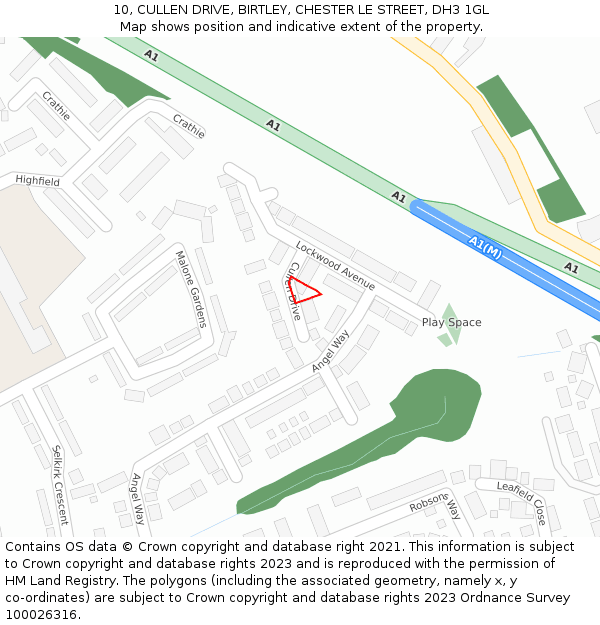 10, CULLEN DRIVE, BIRTLEY, CHESTER LE STREET, DH3 1GL: Location map and indicative extent of plot