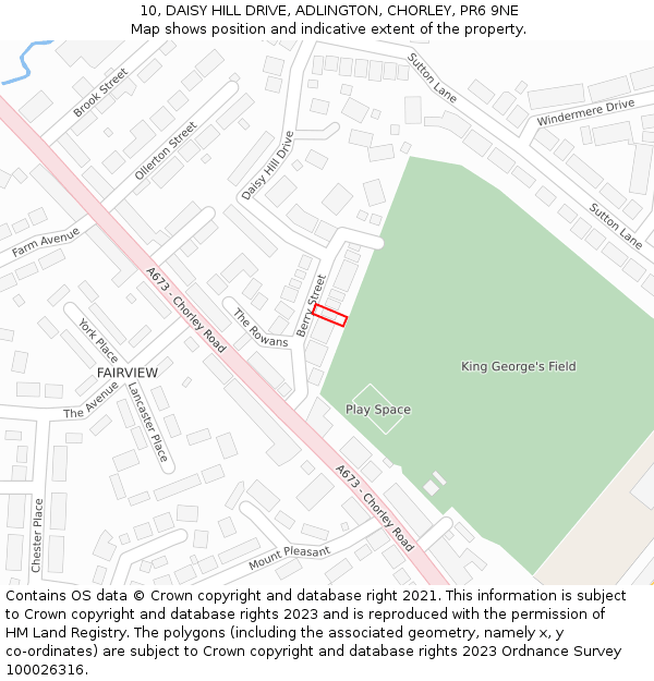 10, DAISY HILL DRIVE, ADLINGTON, CHORLEY, PR6 9NE: Location map and indicative extent of plot