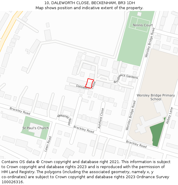 10, DALEWORTH CLOSE, BECKENHAM, BR3 1DH: Location map and indicative extent of plot