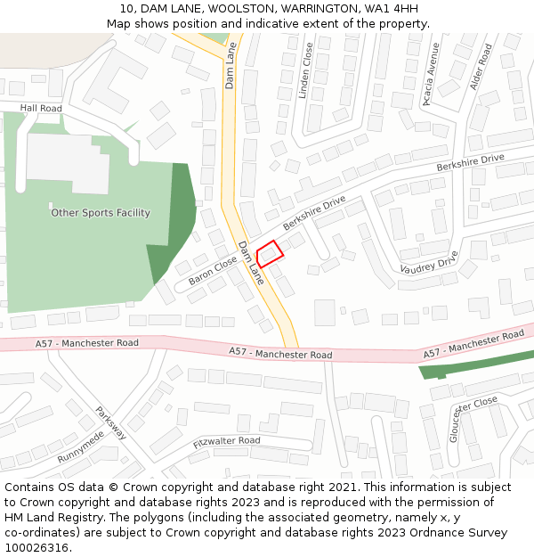 10, DAM LANE, WOOLSTON, WARRINGTON, WA1 4HH: Location map and indicative extent of plot