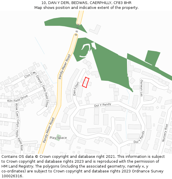 10, DAN Y DERI, BEDWAS, CAERPHILLY, CF83 8HR: Location map and indicative extent of plot