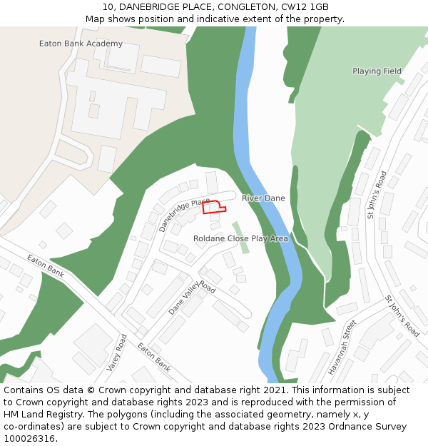 10, DANEBRIDGE PLACE, CONGLETON, CW12 1GB: Location map and indicative extent of plot