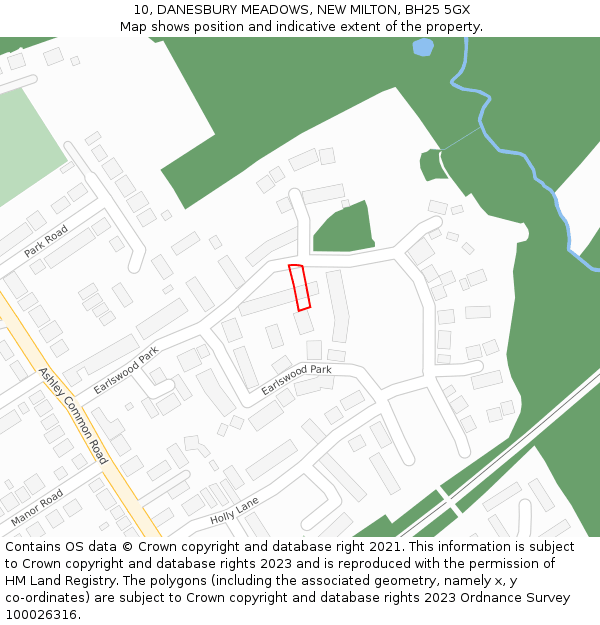 10, DANESBURY MEADOWS, NEW MILTON, BH25 5GX: Location map and indicative extent of plot