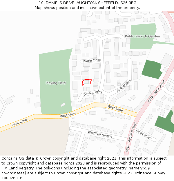 10, DANIELS DRIVE, AUGHTON, SHEFFIELD, S26 3RG: Location map and indicative extent of plot