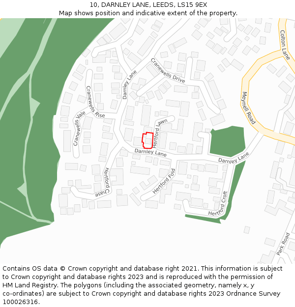 10, DARNLEY LANE, LEEDS, LS15 9EX: Location map and indicative extent of plot