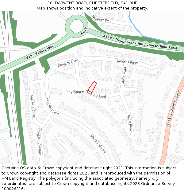 10, DARWENT ROAD, CHESTERFIELD, S41 0UE: Location map and indicative extent of plot