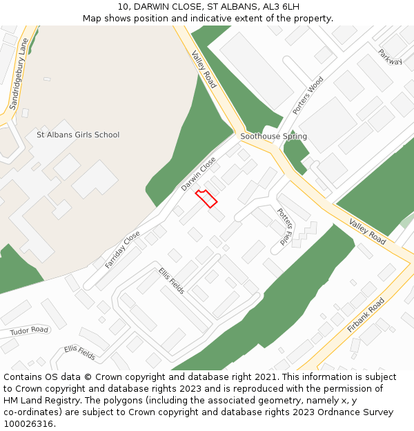 10, DARWIN CLOSE, ST ALBANS, AL3 6LH: Location map and indicative extent of plot