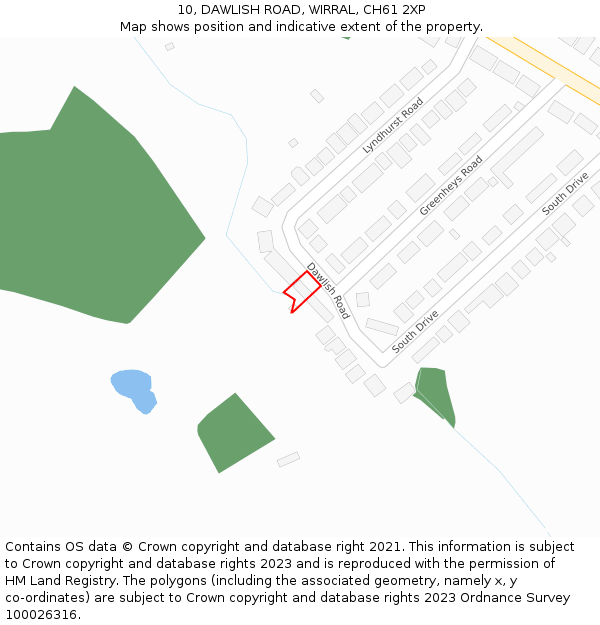 10, DAWLISH ROAD, WIRRAL, CH61 2XP: Location map and indicative extent of plot