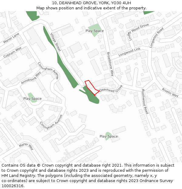 10, DEANHEAD GROVE, YORK, YO30 4UH: Location map and indicative extent of plot