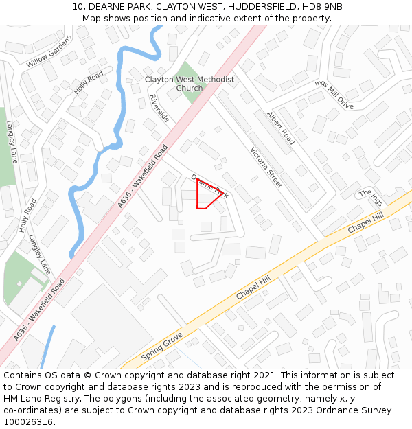 10, DEARNE PARK, CLAYTON WEST, HUDDERSFIELD, HD8 9NB: Location map and indicative extent of plot