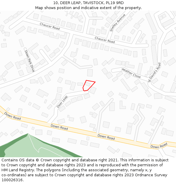 10, DEER LEAP, TAVISTOCK, PL19 9RD: Location map and indicative extent of plot