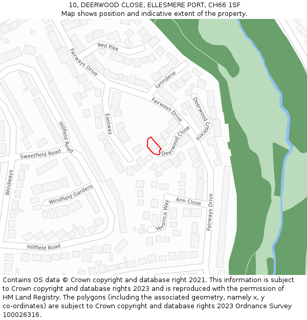 10, DEERWOOD CLOSE, ELLESMERE PORT, CH66 1SF: Location map and indicative extent of plot