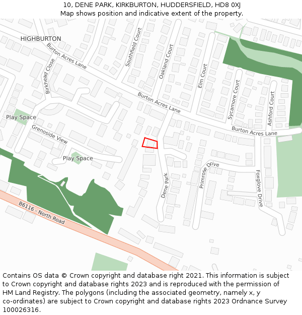 10, DENE PARK, KIRKBURTON, HUDDERSFIELD, HD8 0XJ: Location map and indicative extent of plot