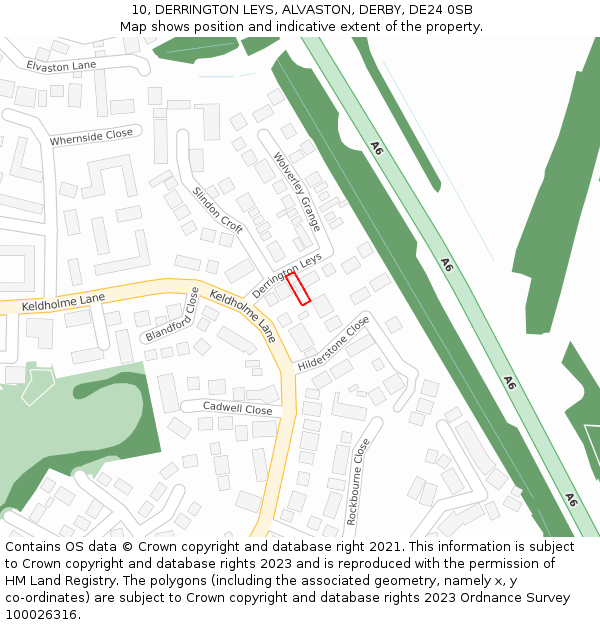10, DERRINGTON LEYS, ALVASTON, DERBY, DE24 0SB: Location map and indicative extent of plot