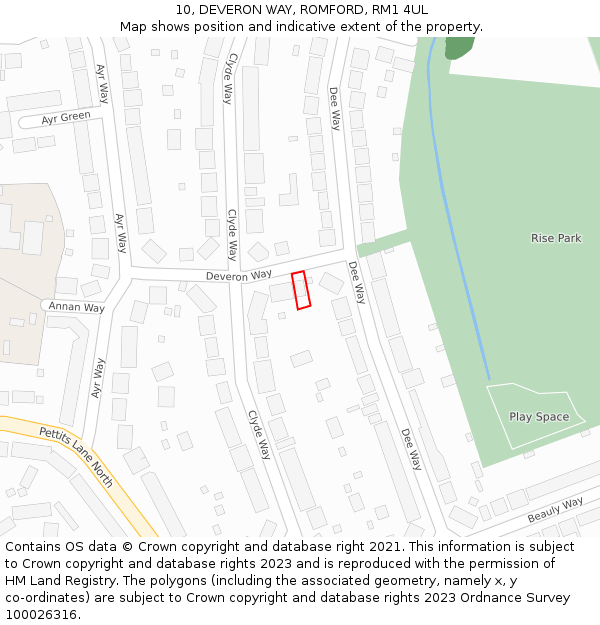 10, DEVERON WAY, ROMFORD, RM1 4UL: Location map and indicative extent of plot