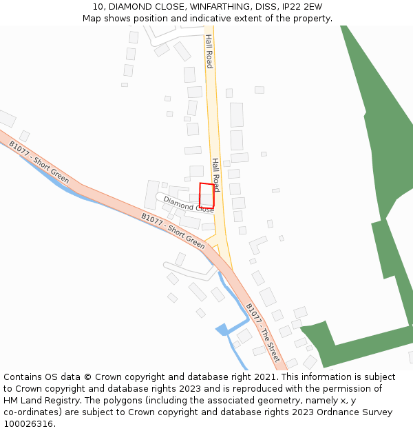 10, DIAMOND CLOSE, WINFARTHING, DISS, IP22 2EW: Location map and indicative extent of plot