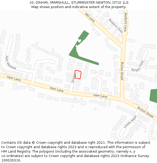 10, DINHAY, MARNHULL, STURMINSTER NEWTON, DT10 1LS: Location map and indicative extent of plot