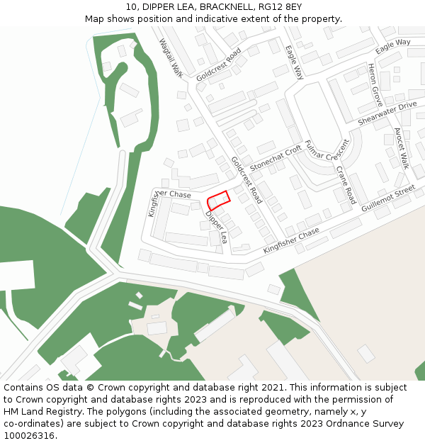 10, DIPPER LEA, BRACKNELL, RG12 8EY: Location map and indicative extent of plot