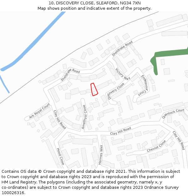 10, DISCOVERY CLOSE, SLEAFORD, NG34 7XN: Location map and indicative extent of plot
