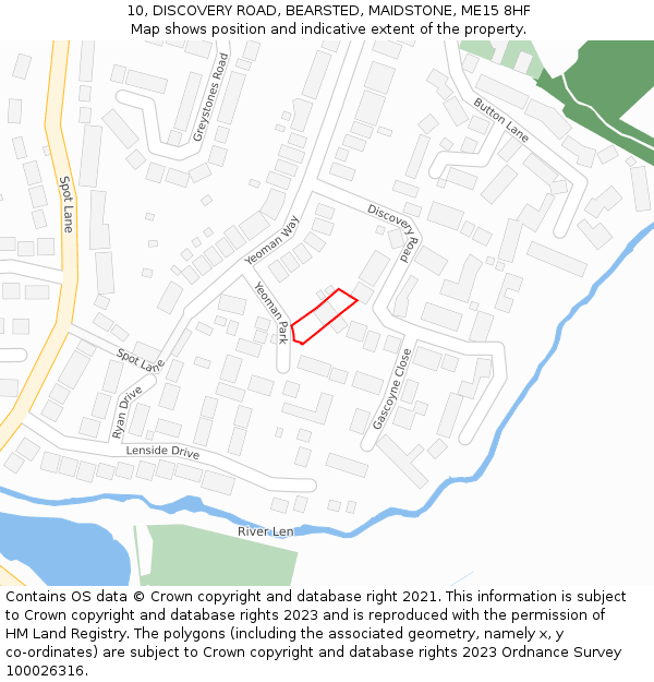 10, DISCOVERY ROAD, BEARSTED, MAIDSTONE, ME15 8HF: Location map and indicative extent of plot