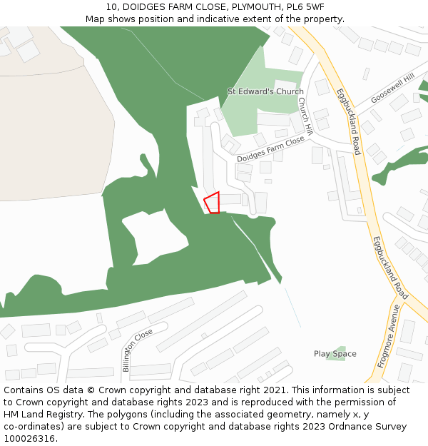 10, DOIDGES FARM CLOSE, PLYMOUTH, PL6 5WF: Location map and indicative extent of plot