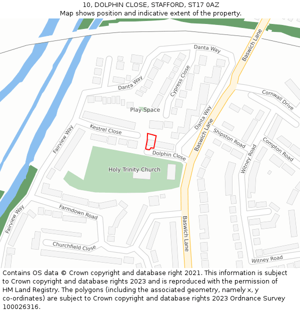 10, DOLPHIN CLOSE, STAFFORD, ST17 0AZ: Location map and indicative extent of plot