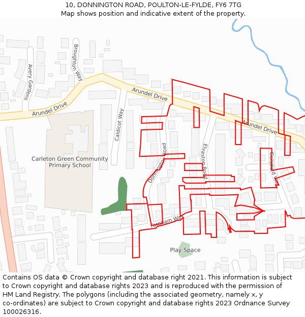 10, DONNINGTON ROAD, POULTON-LE-FYLDE, FY6 7TG: Location map and indicative extent of plot