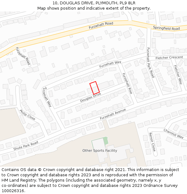 10, DOUGLAS DRIVE, PLYMOUTH, PL9 8LR: Location map and indicative extent of plot