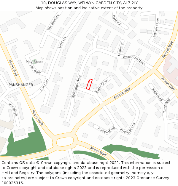 10, DOUGLAS WAY, WELWYN GARDEN CITY, AL7 2LY: Location map and indicative extent of plot