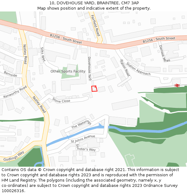 10, DOVEHOUSE YARD, BRAINTREE, CM7 3AP: Location map and indicative extent of plot