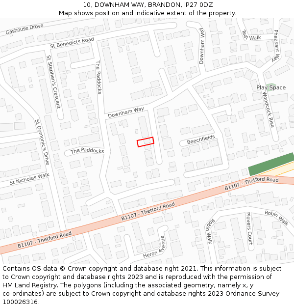 10, DOWNHAM WAY, BRANDON, IP27 0DZ: Location map and indicative extent of plot