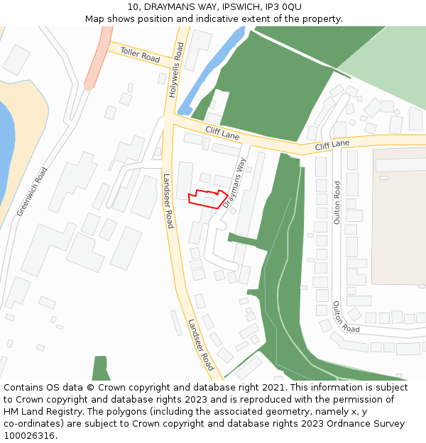 10, DRAYMANS WAY, IPSWICH, IP3 0QU: Location map and indicative extent of plot