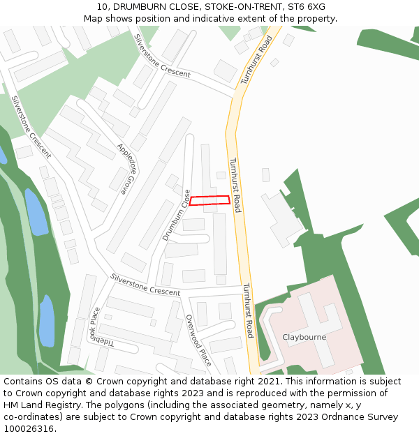 10, DRUMBURN CLOSE, STOKE-ON-TRENT, ST6 6XG: Location map and indicative extent of plot