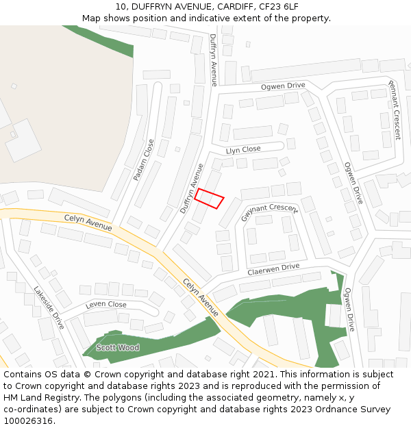 10, DUFFRYN AVENUE, CARDIFF, CF23 6LF: Location map and indicative extent of plot